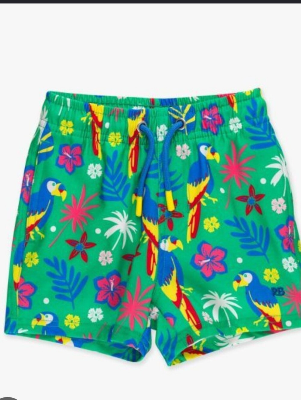 Mens Parrot Palms Performance Hybrid Swim Trunks Lg NWT